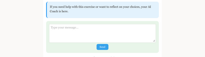 AI Coach prompt and message interface